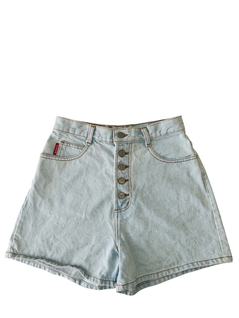 Y2K Vintage BONGO Denim Shorts High Waisted Button Fly Light Wash USA Made 9